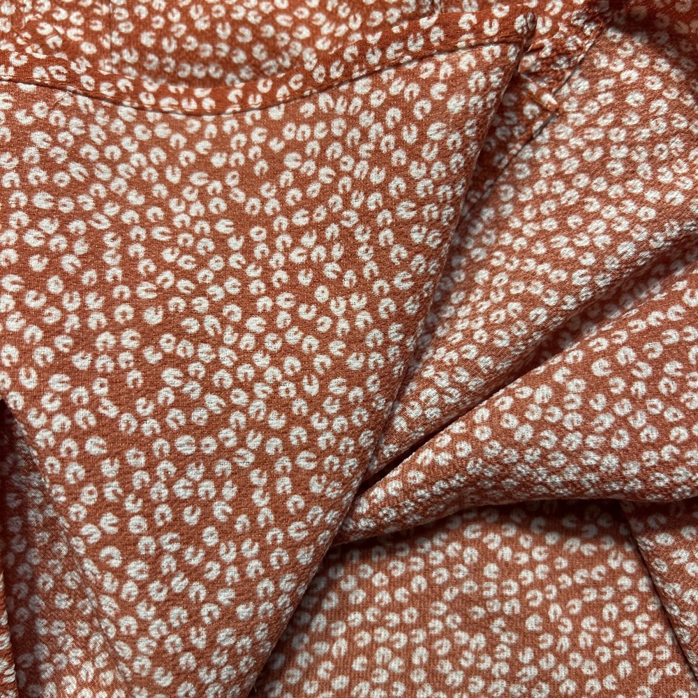 Monteau LA Cottagecore Boho Rust Floral Button Down Shirt Dress Midi Tie Waist - Picture 9 of 12